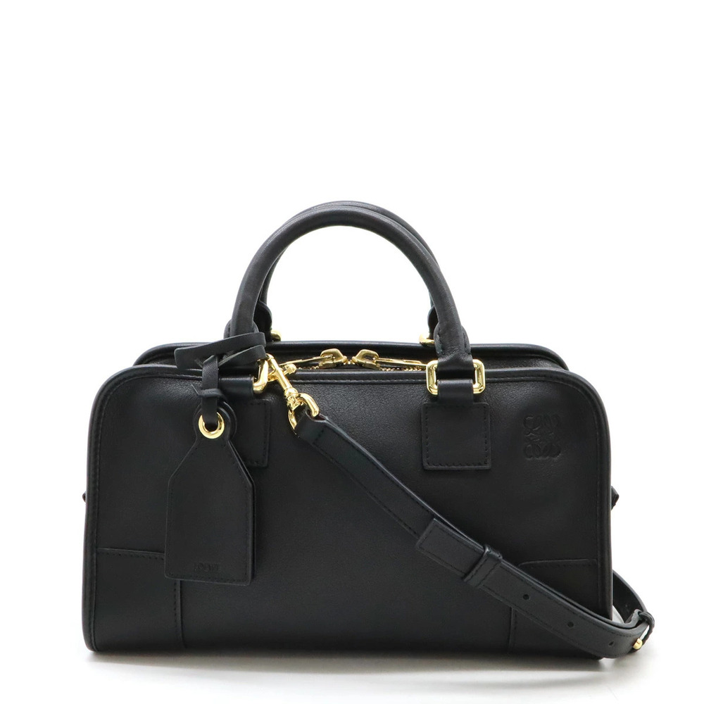 LOEWE Amazona Anagram Handbag Boston Bag Shoulder Leather Black